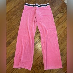 Juicy Couture Pink Terry Cloth Sweatpants with Navy/White Waistband Size L